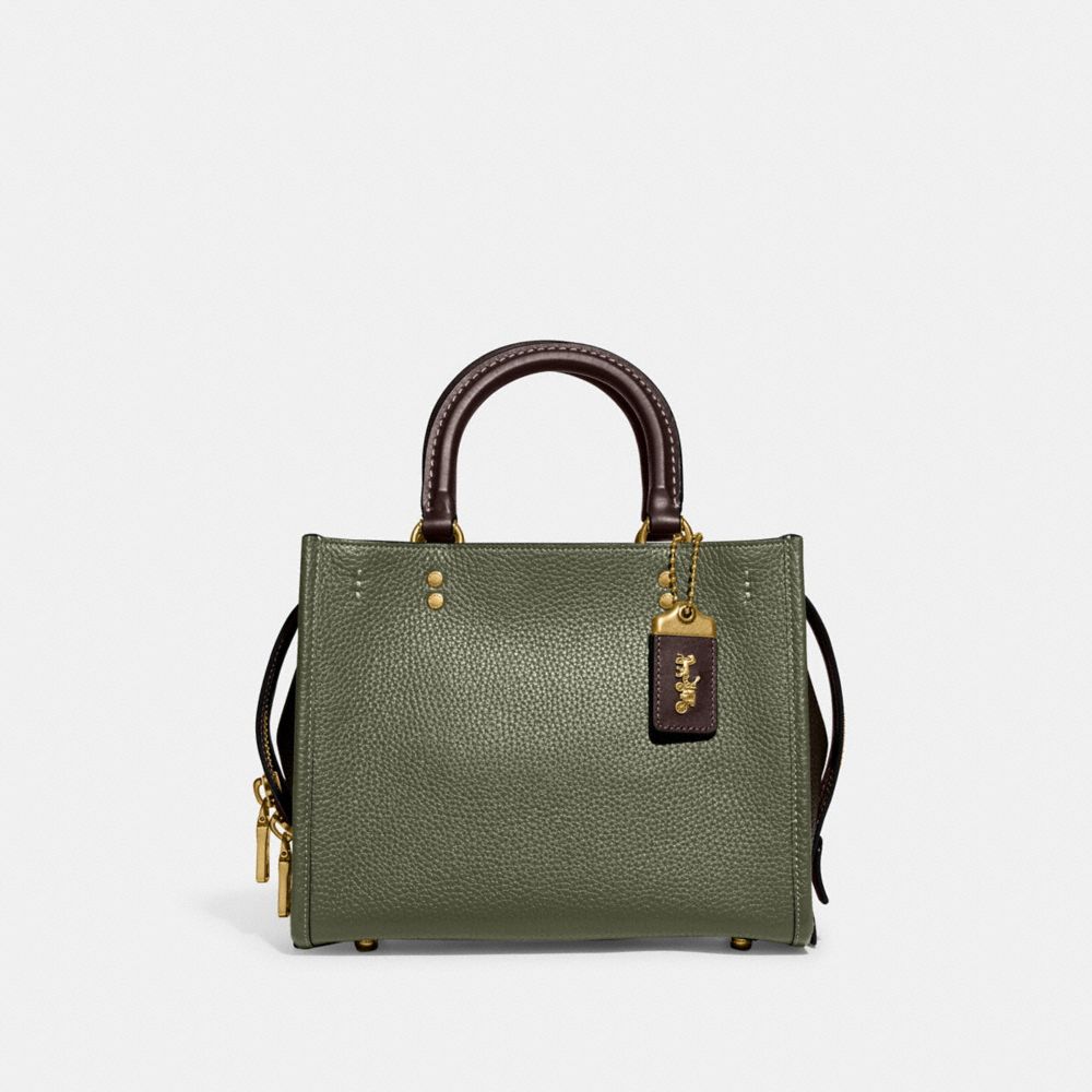 Women Coach Rogue 25 In Regenerative Leather Glovetanned Leather Shoulder Bags Green / Orange | CA_CH45671