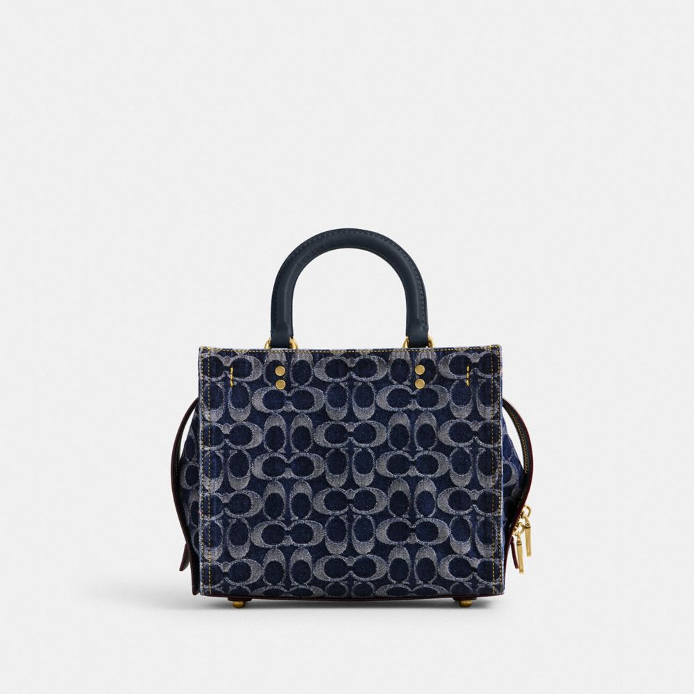 Women Coach Rogue 25 In Signature Denim Brass Handbag Blue | CA_CH79428