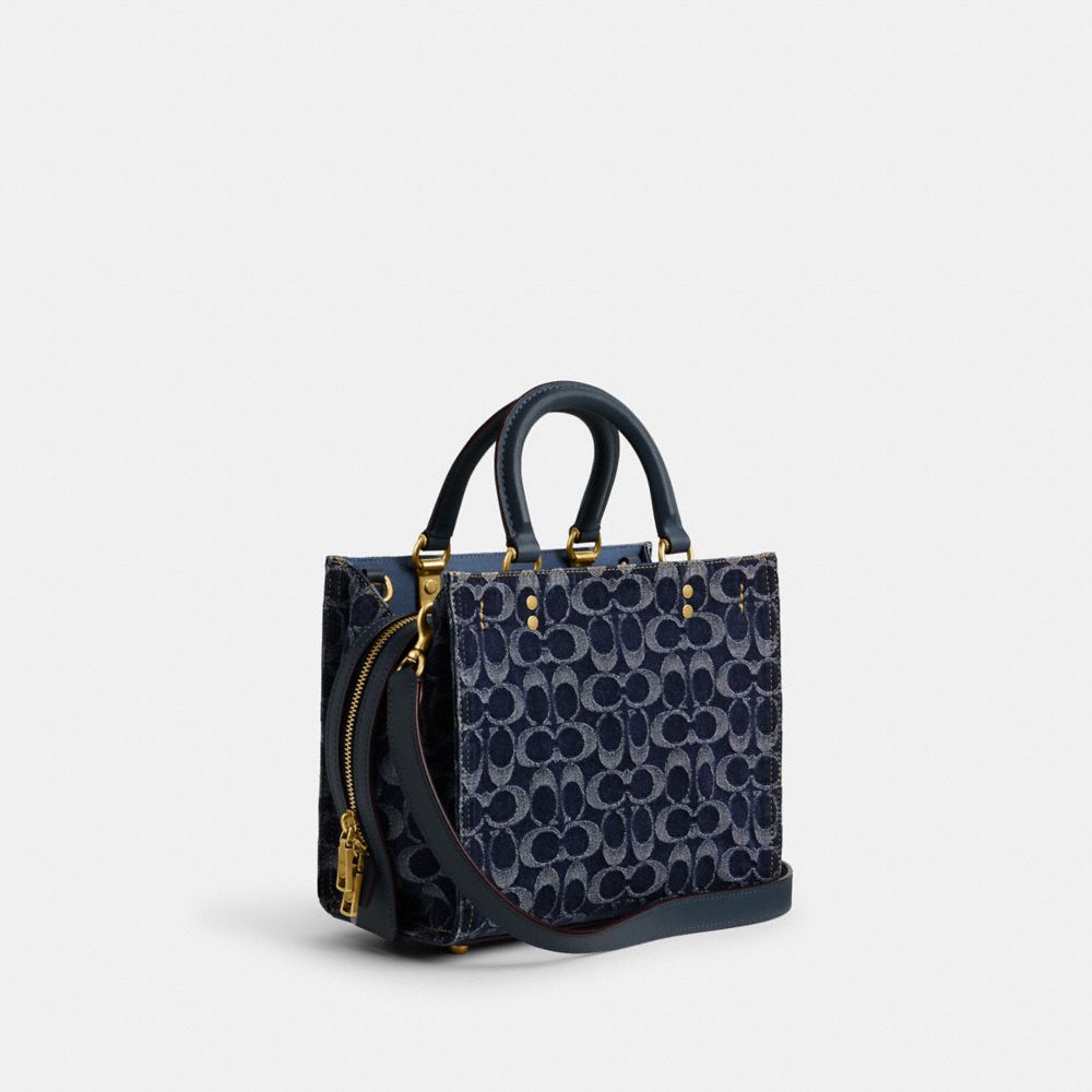 Women Coach Rogue 25 In Signature Denim Brass Handbag Blue | CA_CH79428