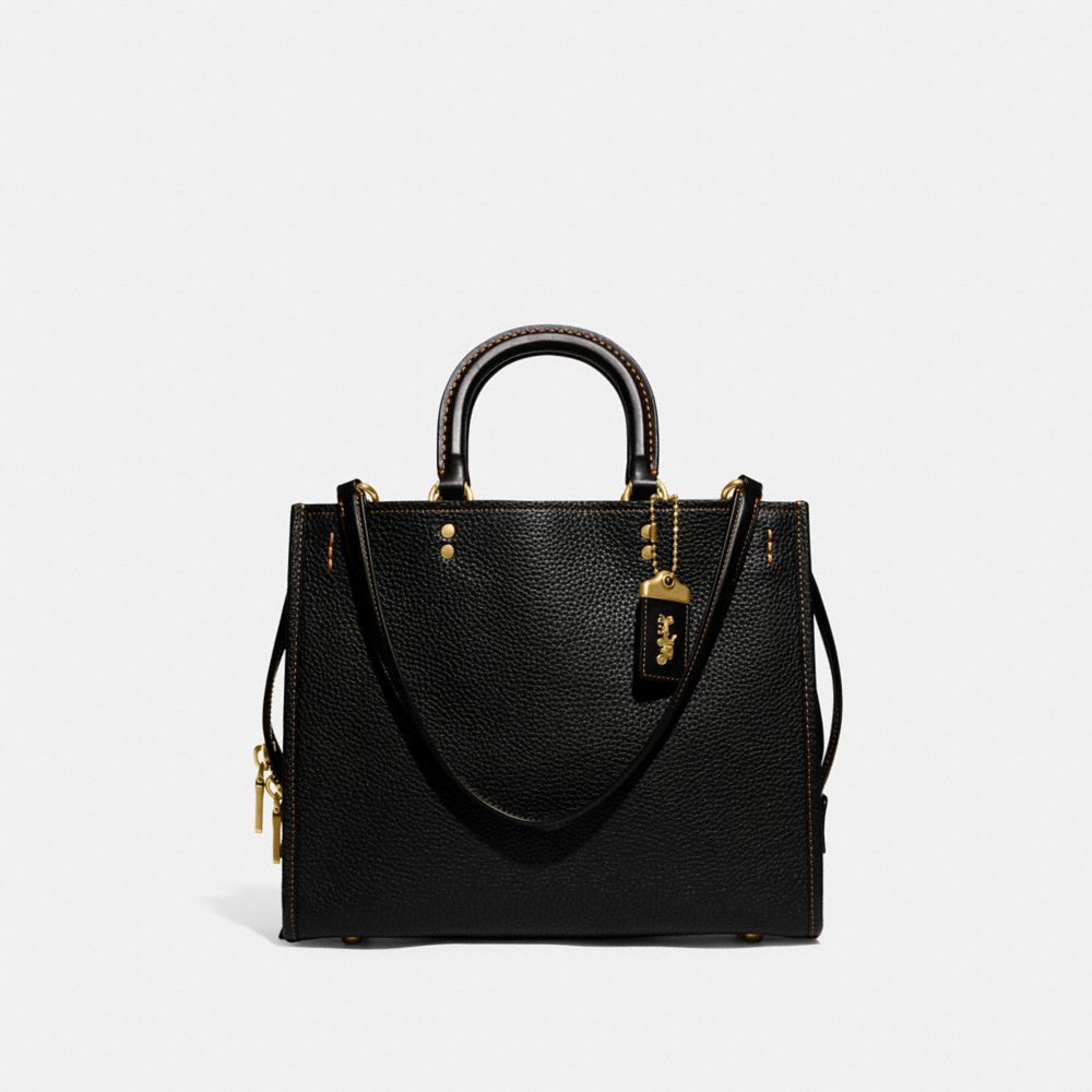 Women Coach Rogue In Regenerative Leather Pebble Leather Shoulder Bags Black | CA_CH67880