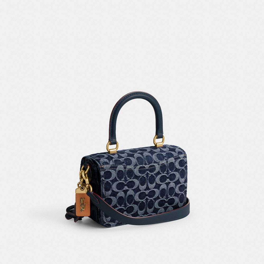 Women Coach Rogue Top Handle In Signature Denim Denim Handbag Blue | CA_CH26282