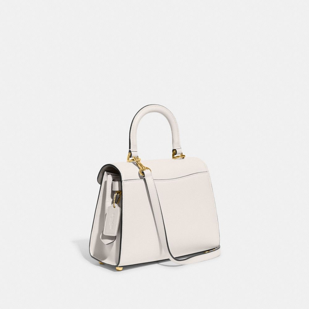 Women Coach Sammy Top Handle Refined Calf Leather Handbag White | CA_CH30683