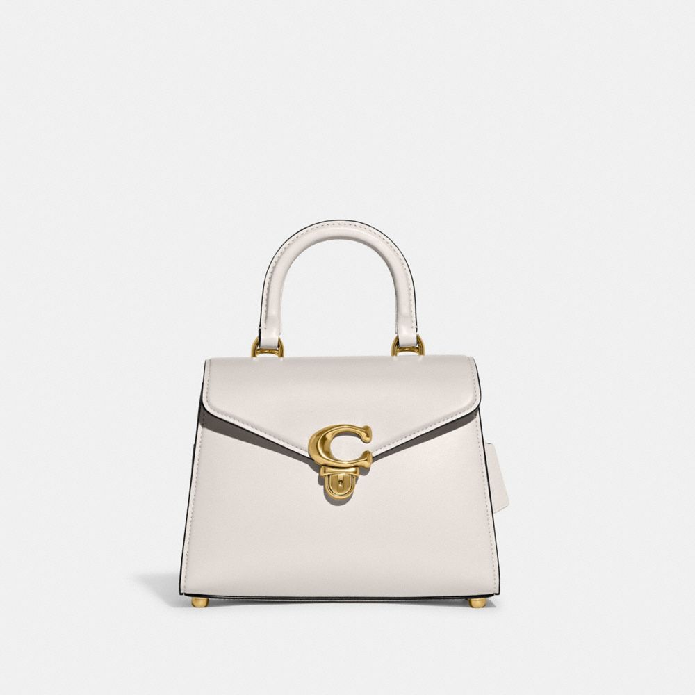 Women Coach Sammy Top Handle Refined Calf Leather Handbag White | CA_CH30683