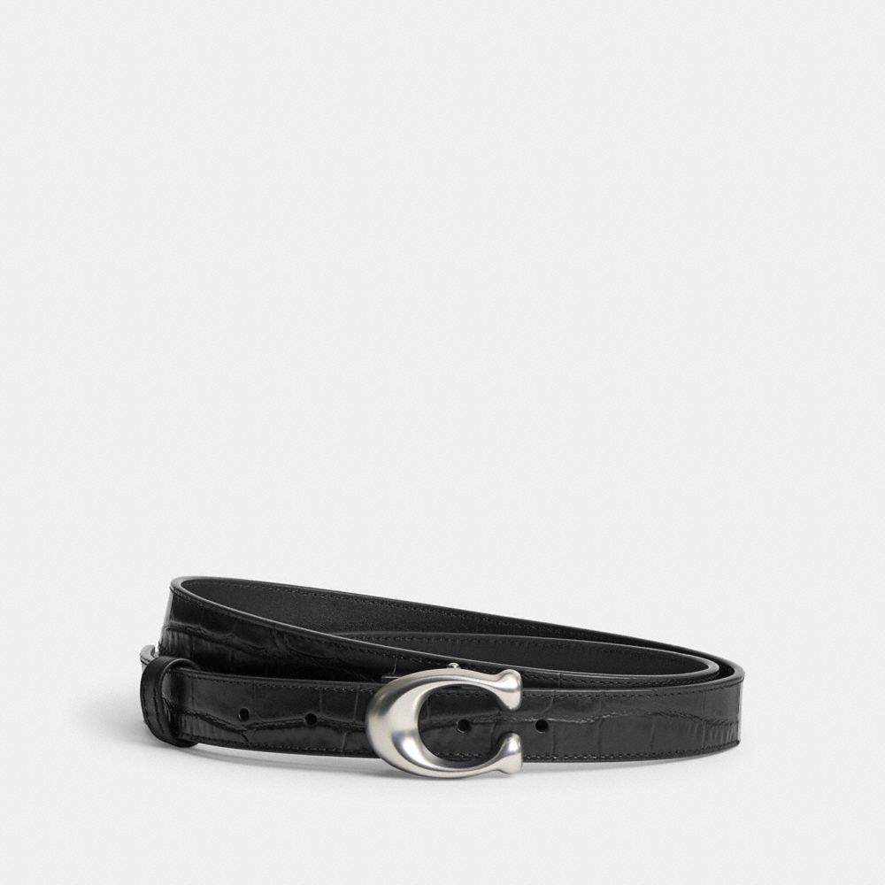 Women Coach Sculpted Signature Buckle Reversible Belt 25 Mm Belts Black | CA_CH15450