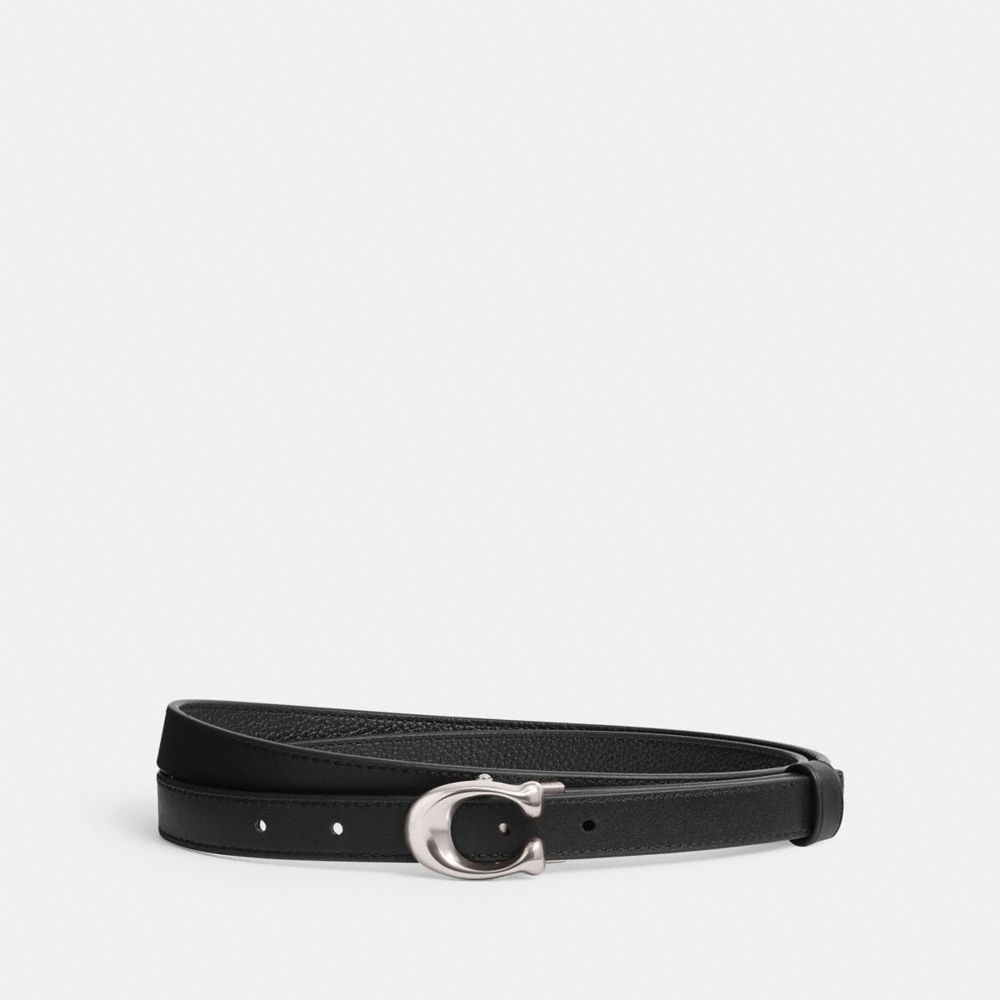 Women Coach Sculpted Signature Buckle Reversible Belt 20 Mm Belts Black | CA_CH26032