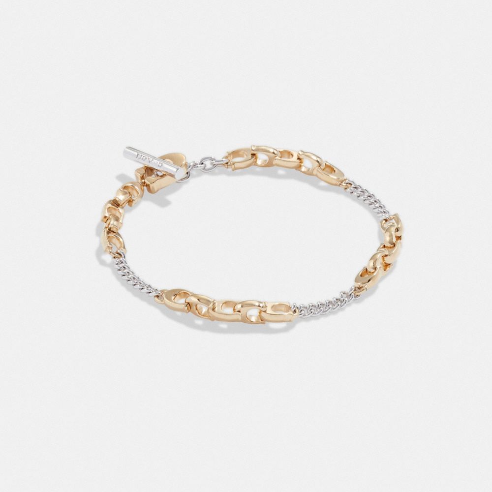 Women Coach Signature Mixed Chain Bracelets Gold / Silver | CA_CH52689