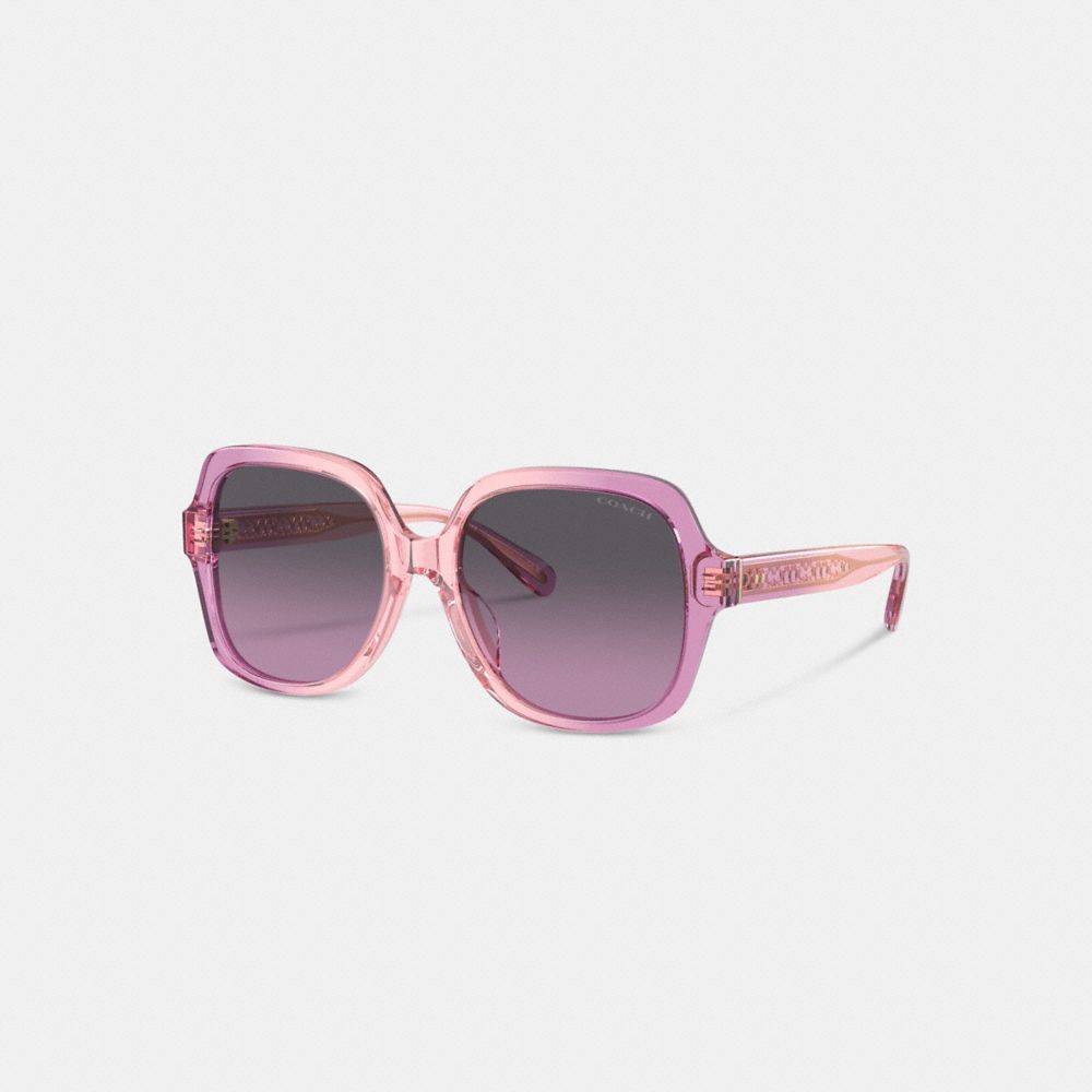 Women Coach Signature Ombré Oversized Square Sunglasses Pink Purple | CA_CH75946