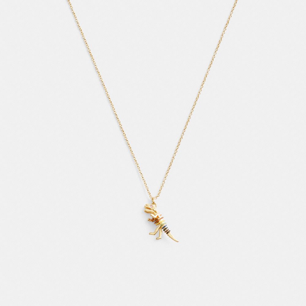 Women Coach Skeletal Rexy Pendant Necklace Gold | CA_CH82949