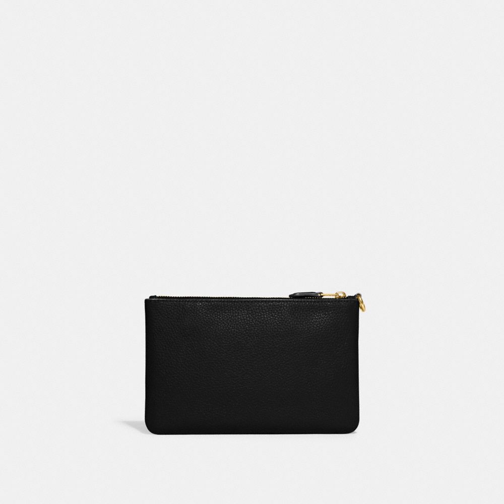 Women Coach Small Polished Pebble Leather Small Wallets Black | CA_CH58186