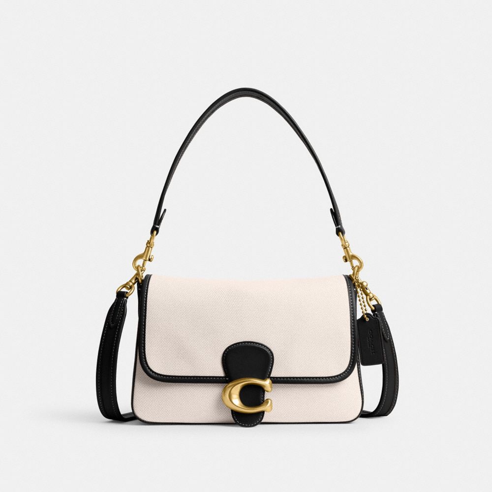 Women Coach Soft Tabby Brass Shoulder Bags White | CA_CH85849