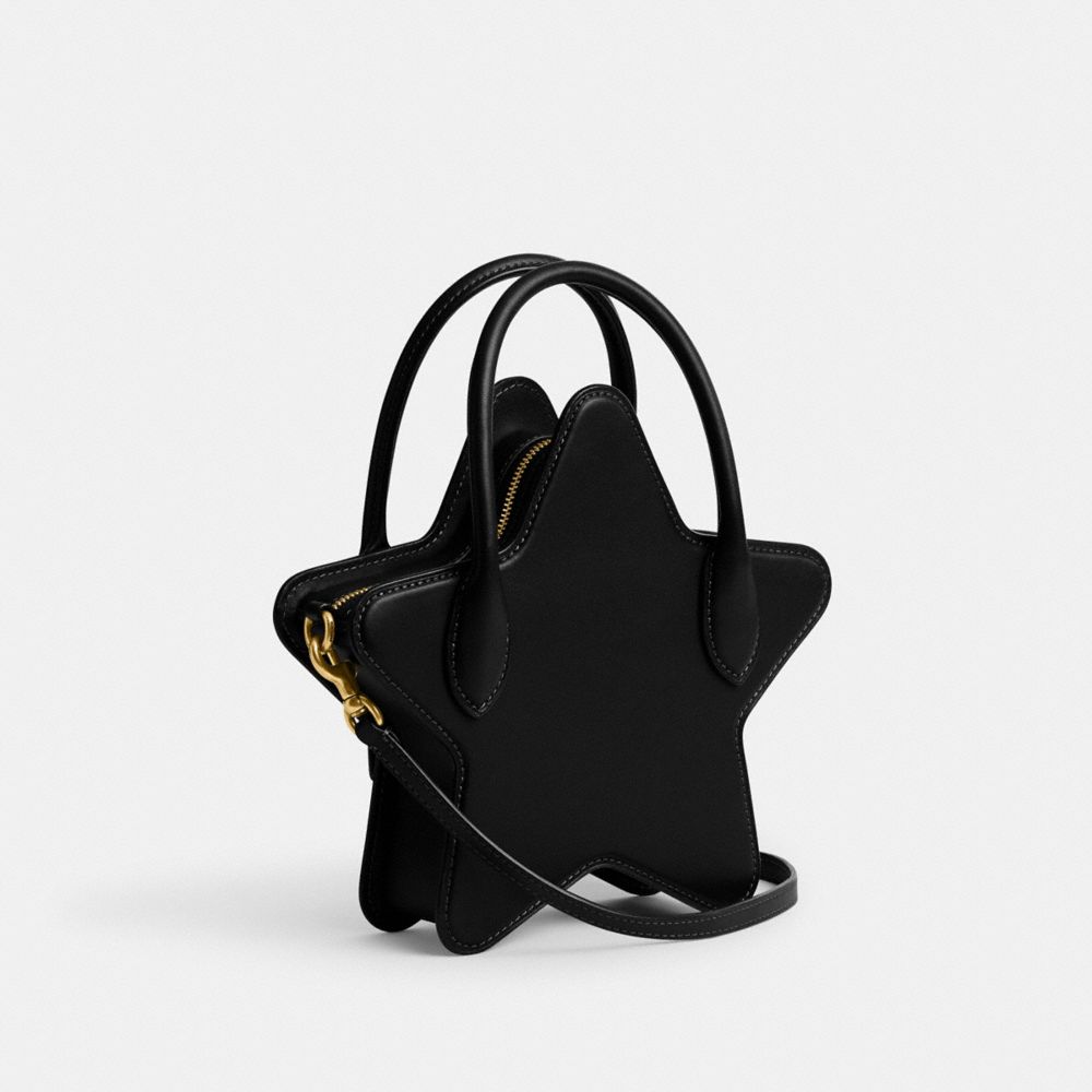 Women Coach Star In Regenerative Leather Brass Crossbody Bags Black | CA_CH96982