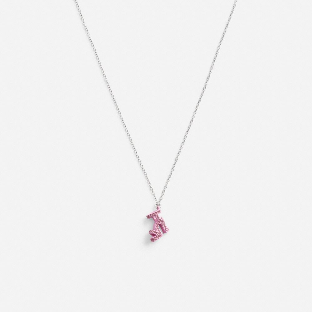 Women Coach Stiletto Pendant Necklace Silver / Pink | CA_CH30177