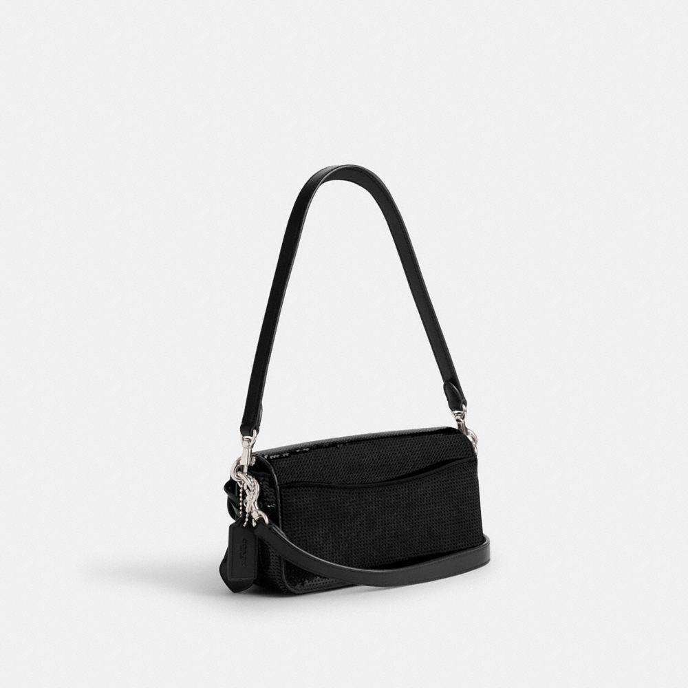 Women Coach Studiouette With Sequins Calf Leather Crossbody Bags Black | CA_CH49077