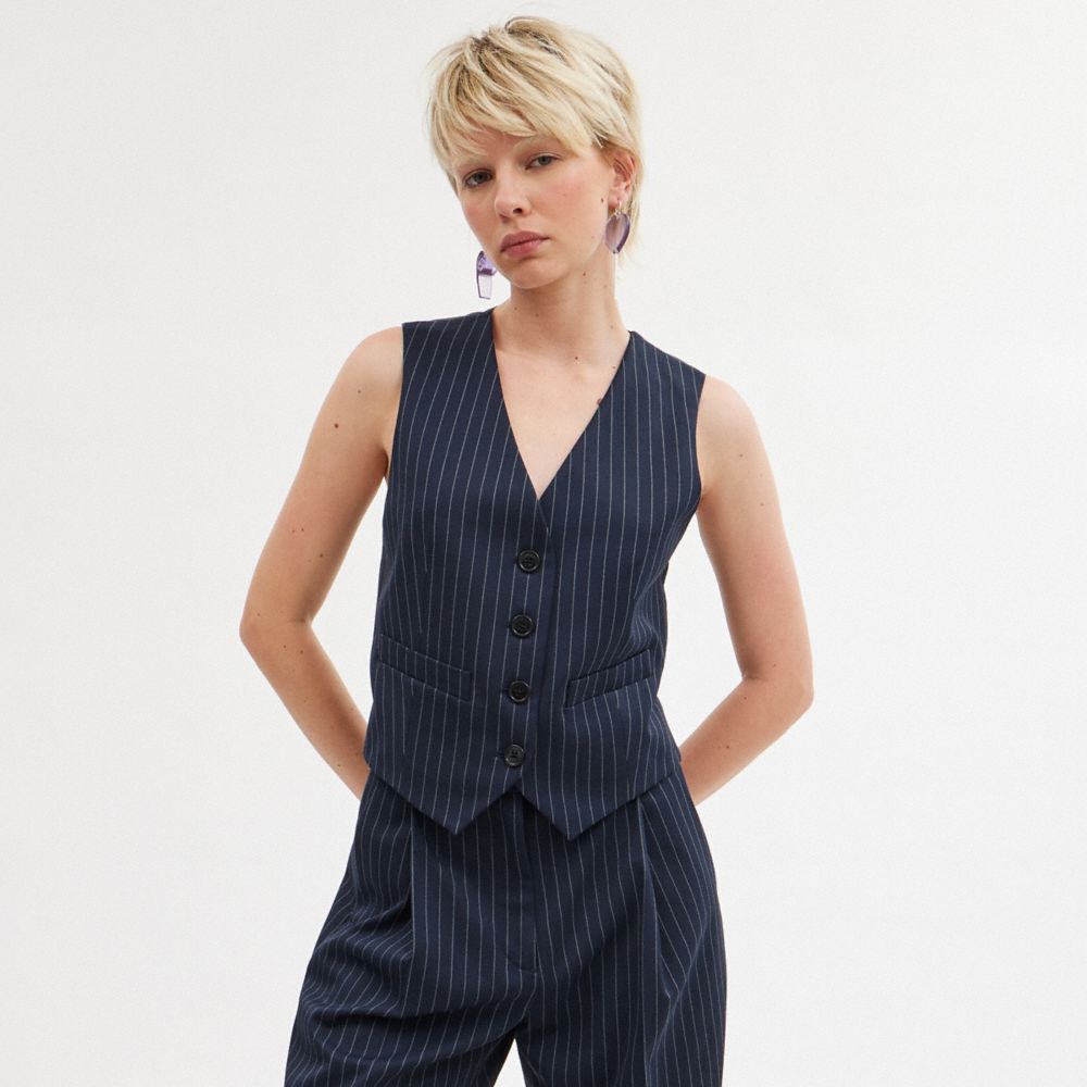 Women Coach Suit Tops Navy | CA_CH16867