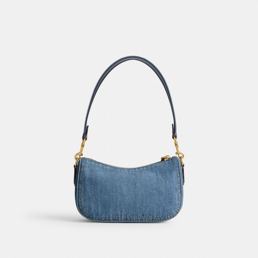 Women Coach Swinger 20 Brass Shoulder Bags Indigo | CA_CH34952