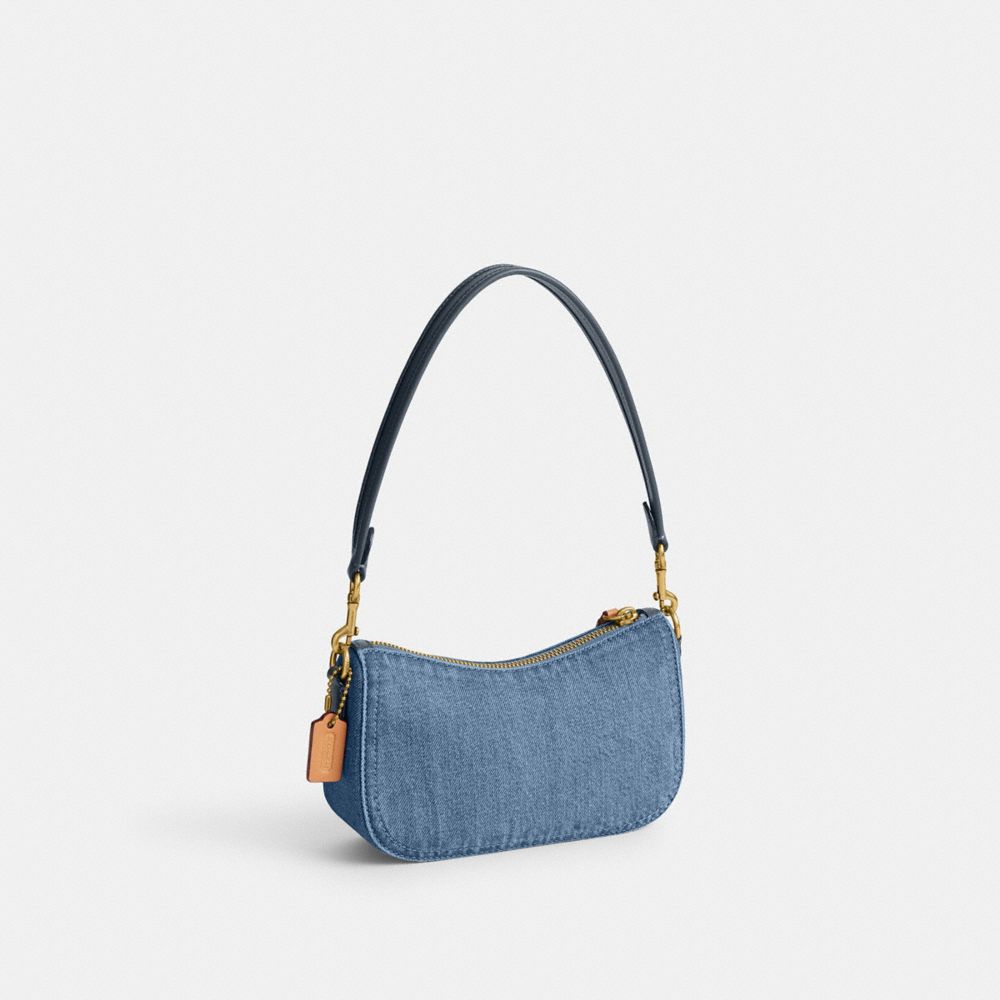 Women Coach Swinger 20 Brass Shoulder Bags Indigo | CA_CH34952