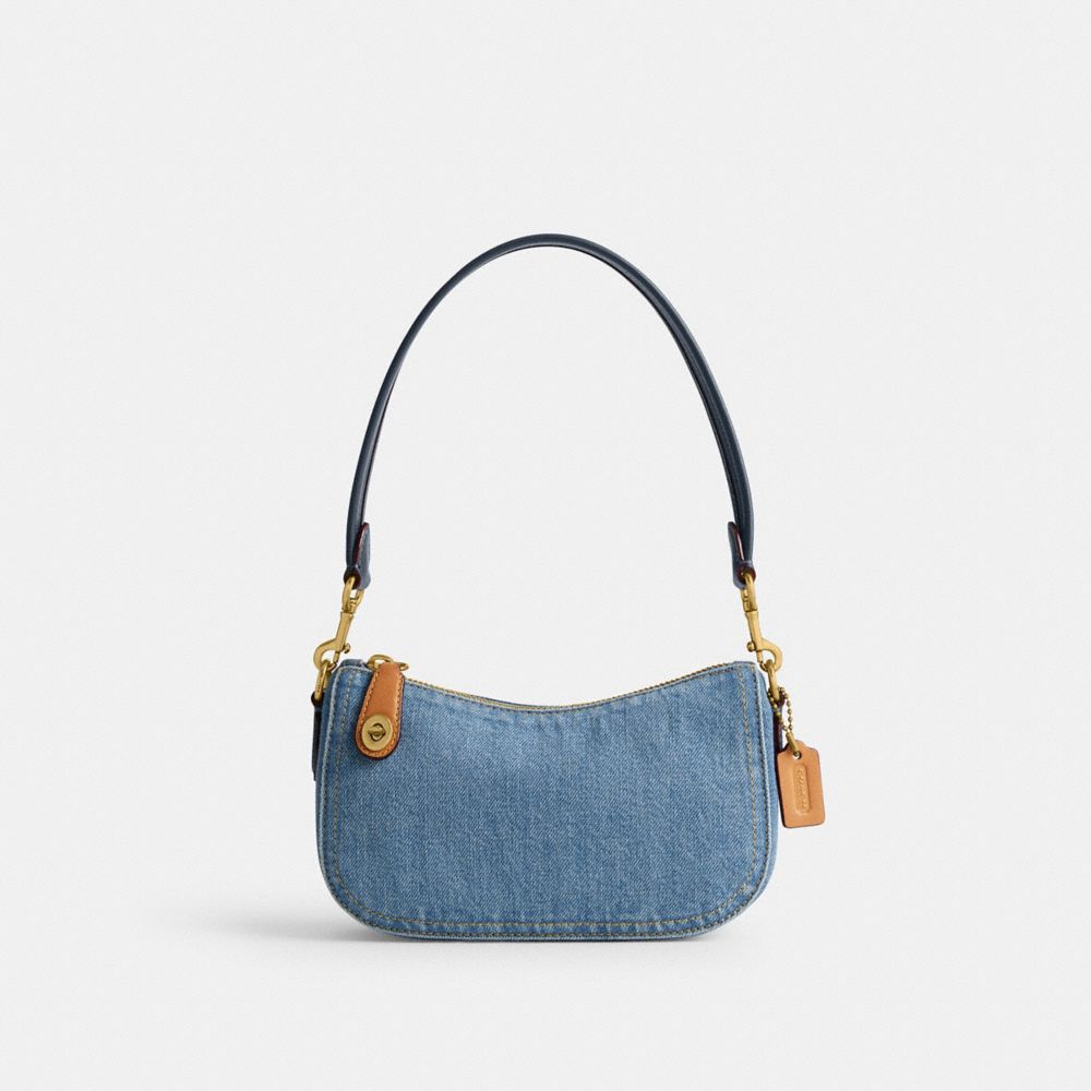 Women Coach Swinger 20 Brass Shoulder Bags Indigo | CA_CH34952