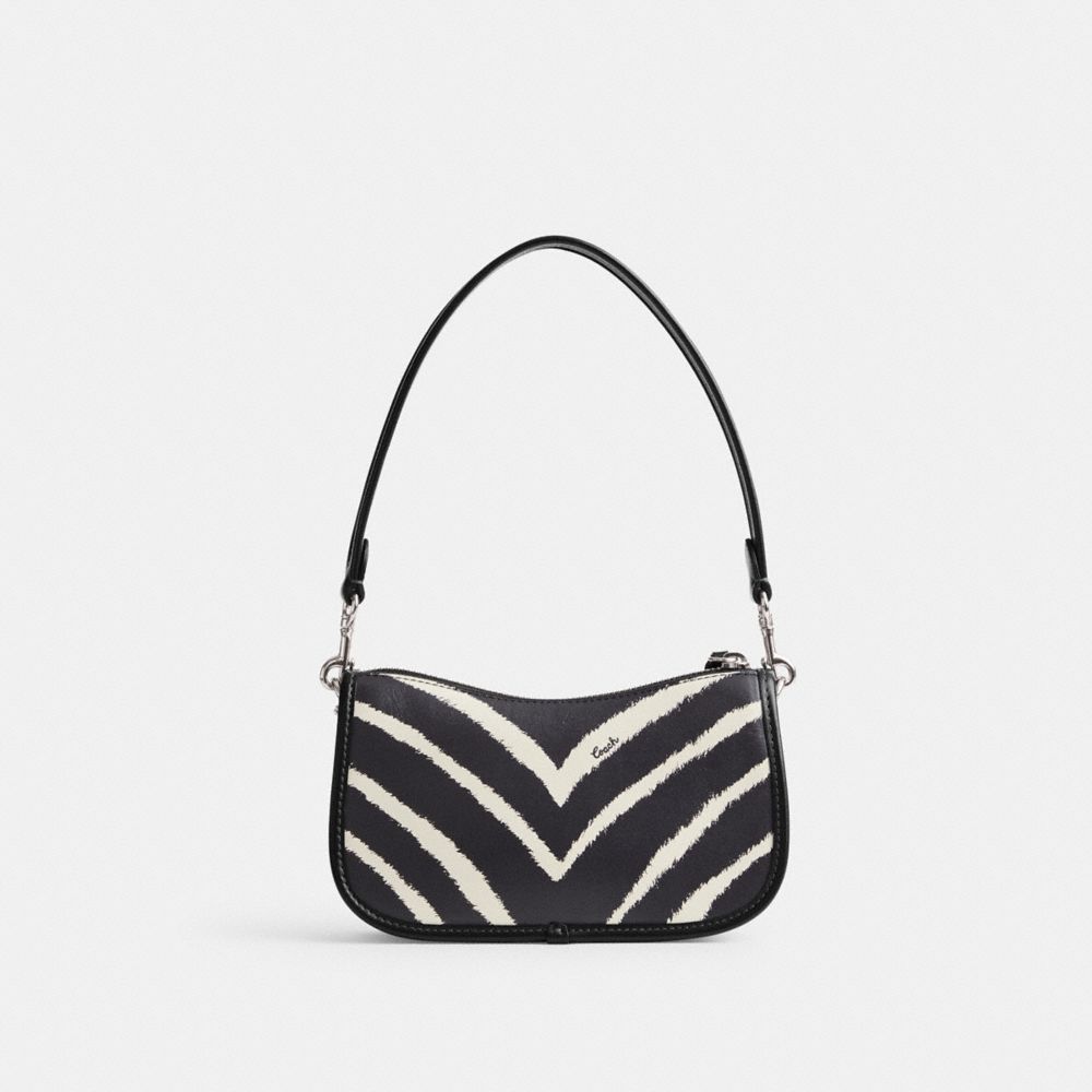 Women Coach Swinger 20 With Zebra Print Refined Calf Leather Shoulder Bags Silver | CA_CH67281