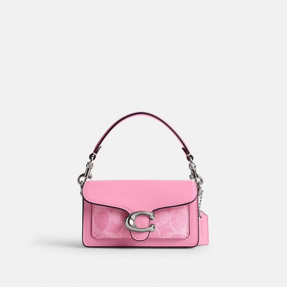 Women Coach Tabby 12 In Signature Crossbody Bags Silver / Pink | CA_CH18634