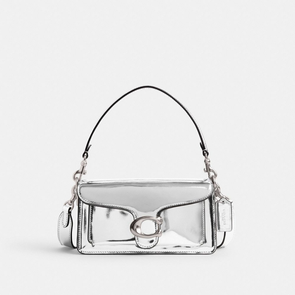 Women Coach Tabby 20 In Metallic Metallic Leather Shoulder Bags Silver | CA_CH74551