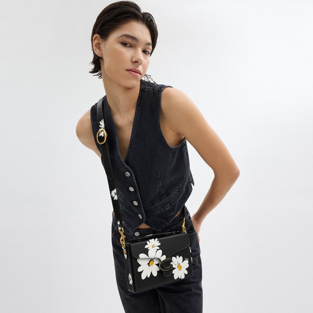 Women Coach Tabby Box With Floral Print Brass Crossbody Bags Black Multicolor | CA_CH52077