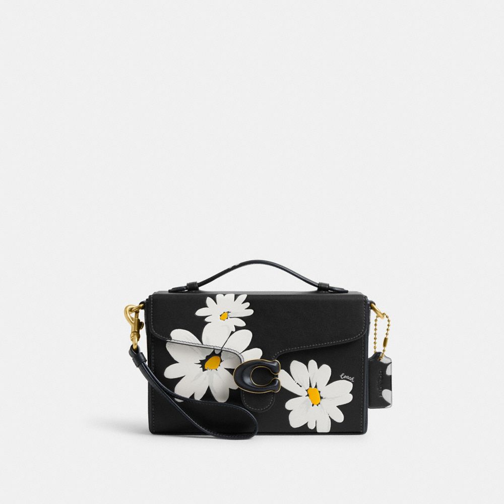 Women Coach Tabby Box With Floral Print Brass Crossbody Bags Black Multicolor | CA_CH52077