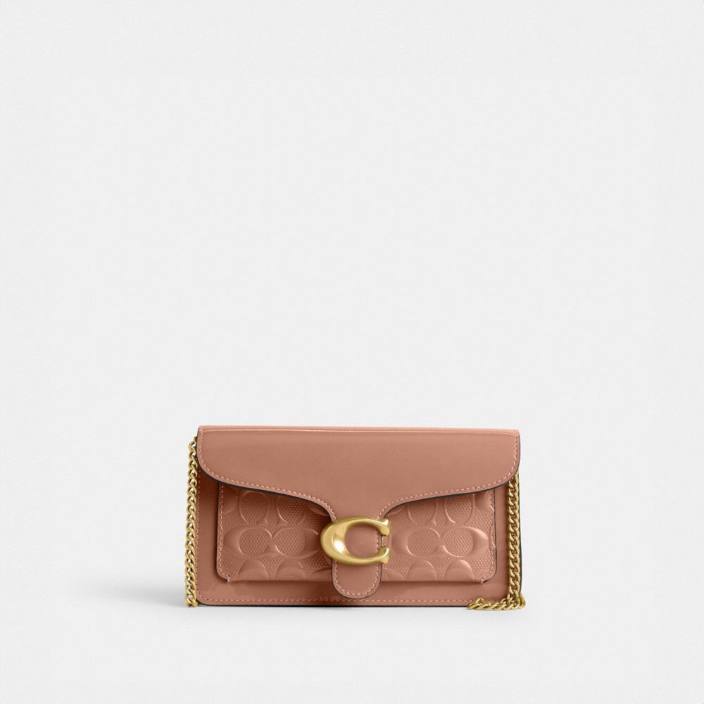 Women Coach Tabby Chain In Signature Leather Patent Leather Crossbody Bags Rose | CA_CH21620