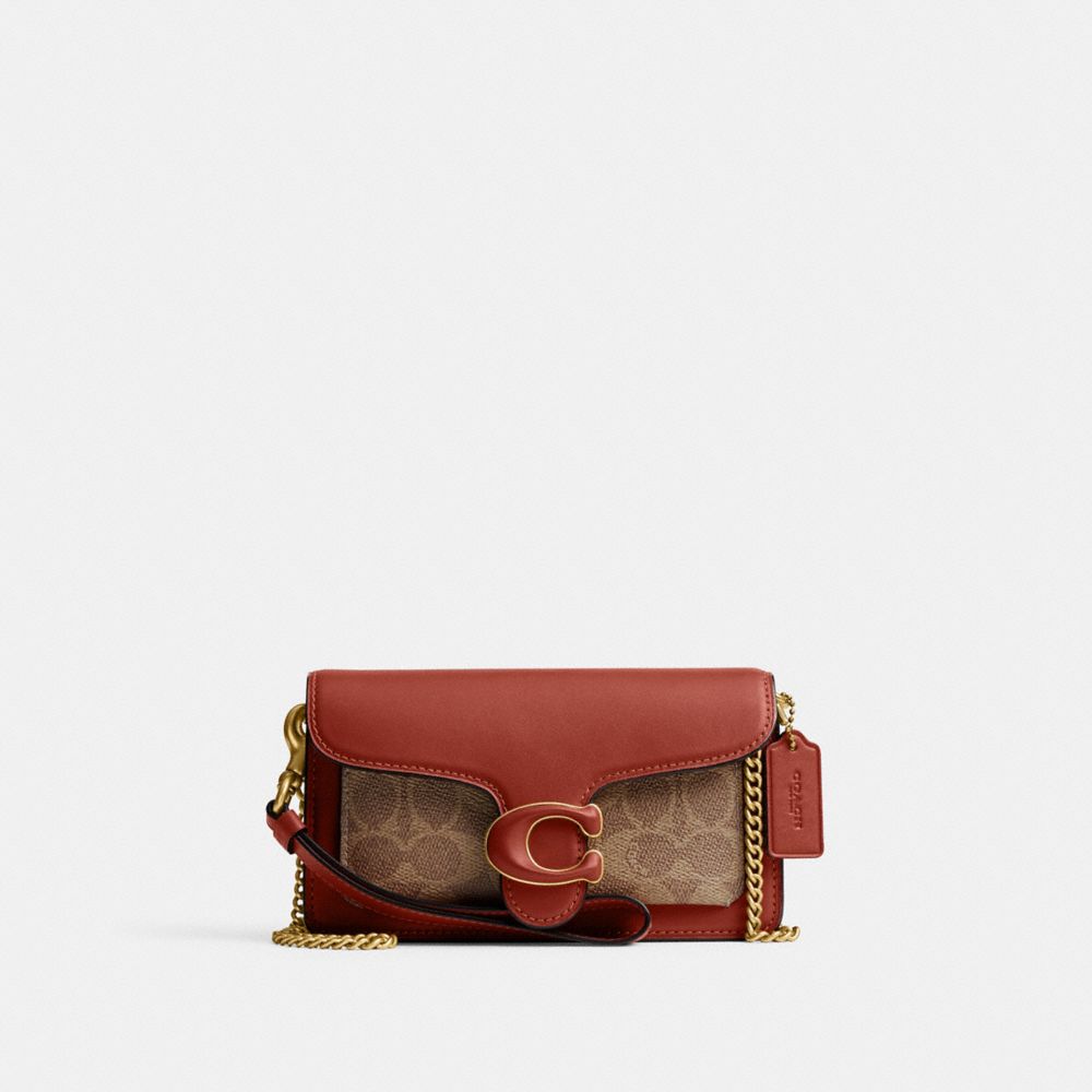 Women Coach Tabby Crossbody In Signature Small Wallets Brown / Red | CA_CH99915