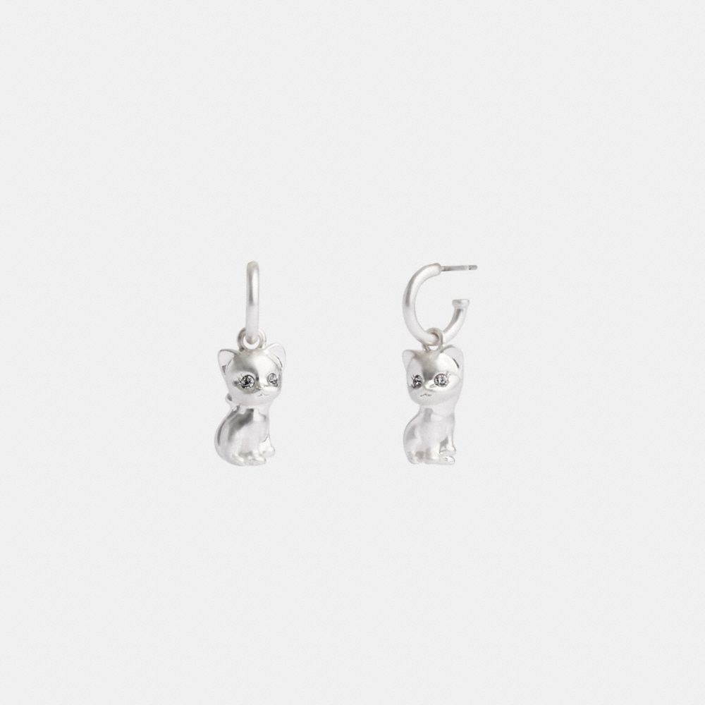 Women Coach The Lil Nas X Drop Cat Huggie Earrings Silver | CA_CH35112