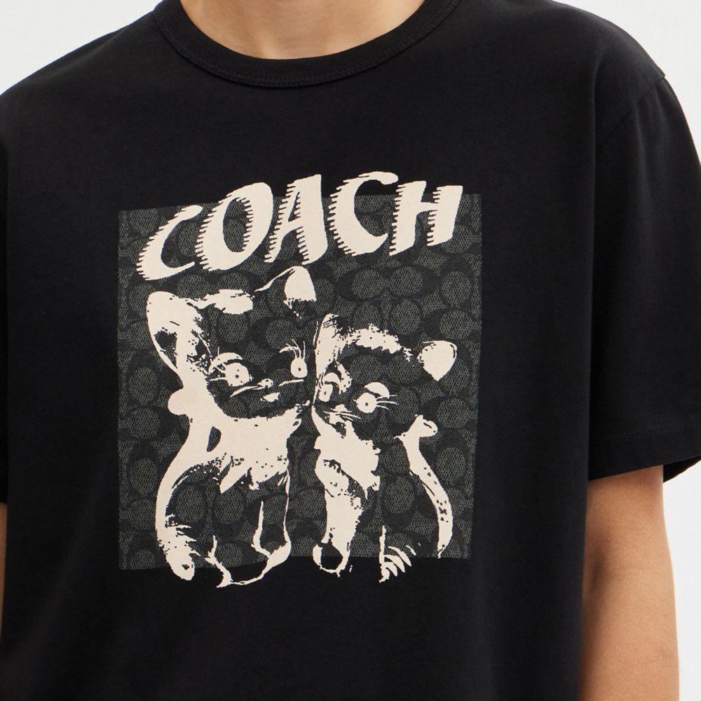 Women Coach The Lil Nas X Drop Signature Cats T Shirts Black | CA_CH82136