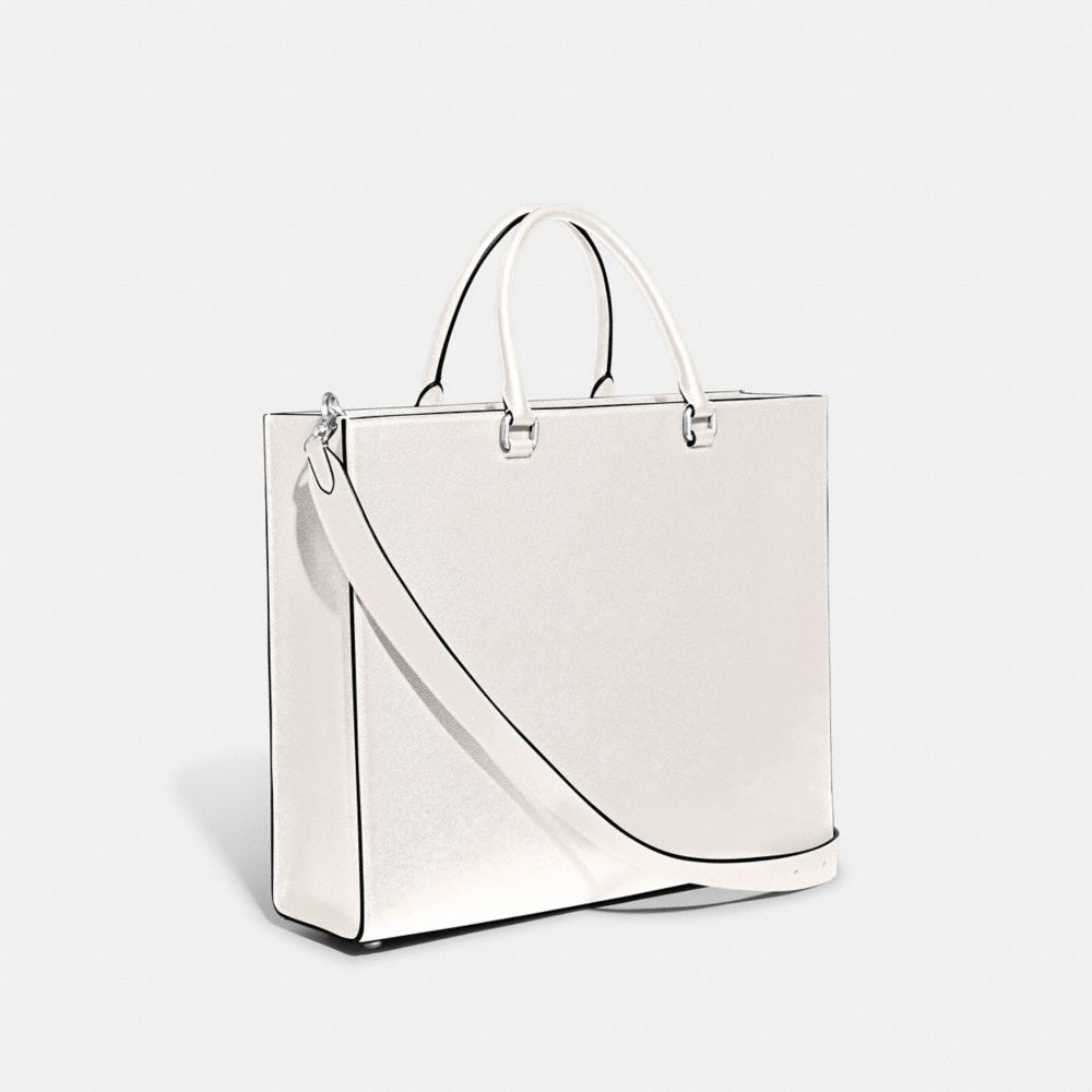 Women Coach Tote 40 With Signature Canvas Chalk Tote Bag White | CA_CH75512