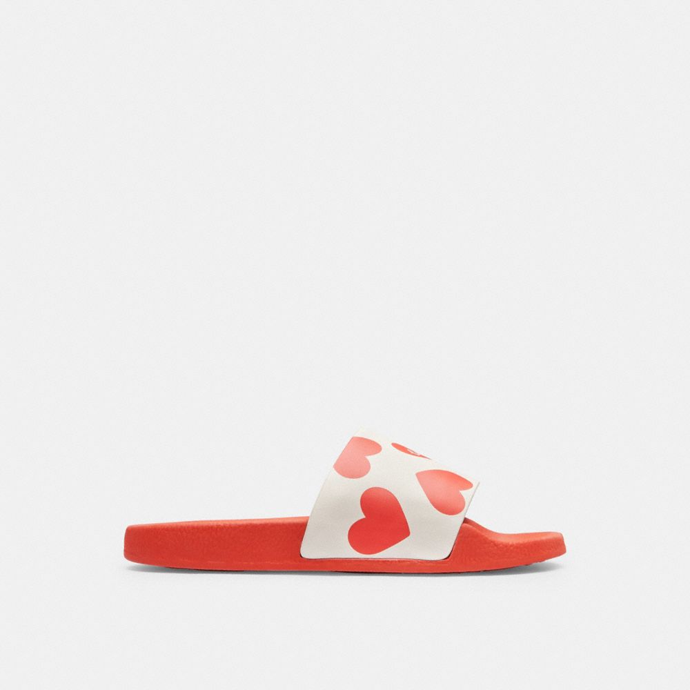 Women Coach Udele Sport With Valentine's Print Rubber Sandals Red | CA_CH77460