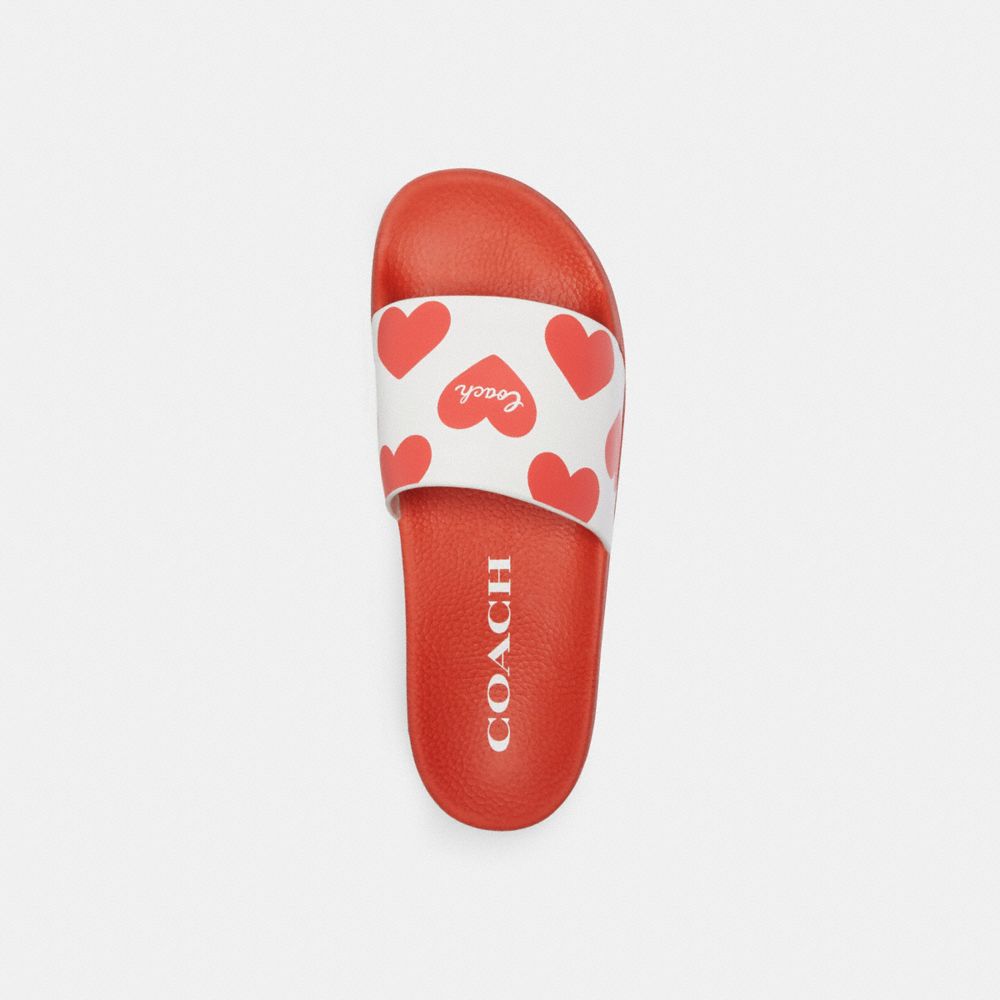 Women Coach Udele Sport With Valentine's Print Rubber Sandals Red | CA_CH77460