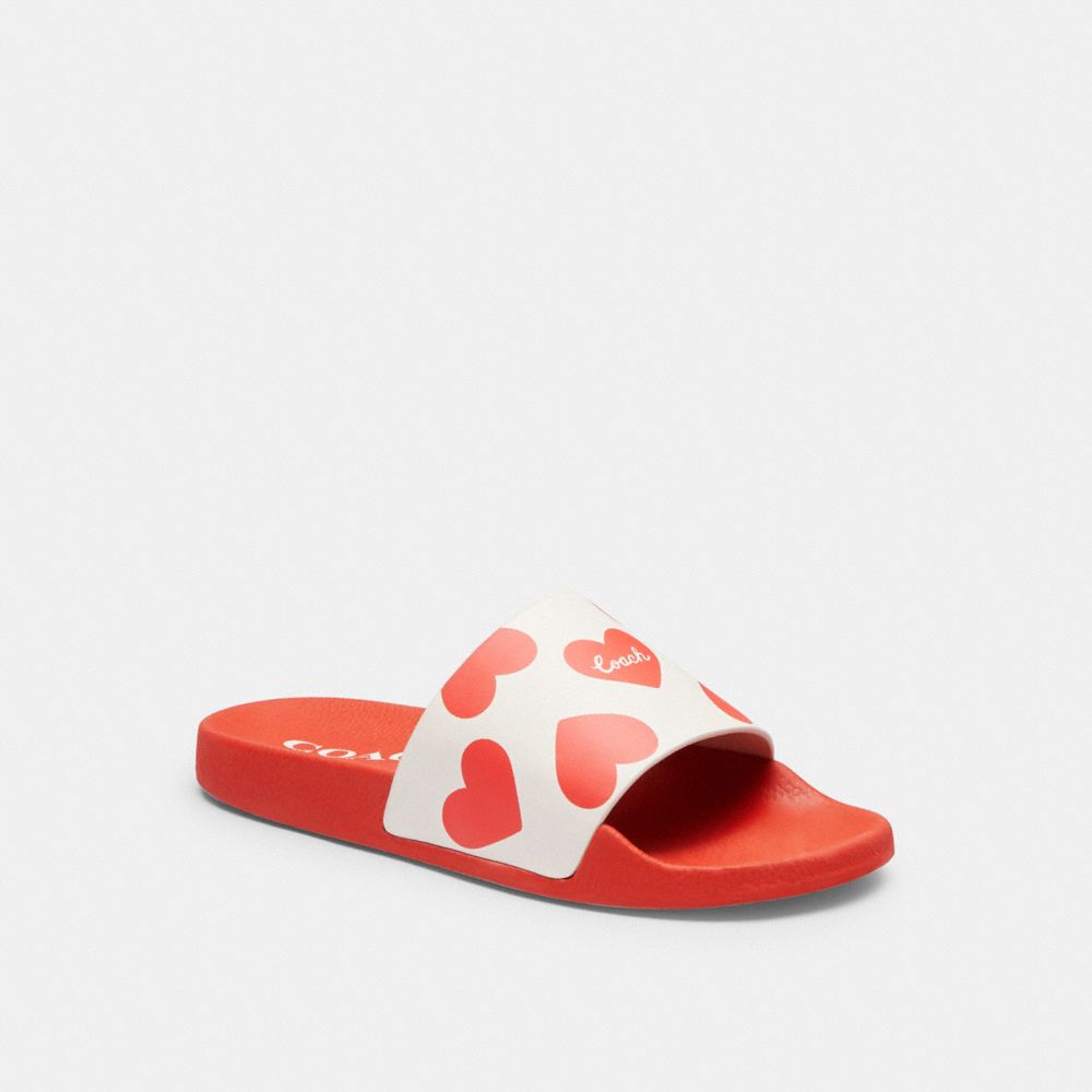 Women Coach Udele Sport With Valentine\'s Print Rubber Sandals Red | CA_CH77460