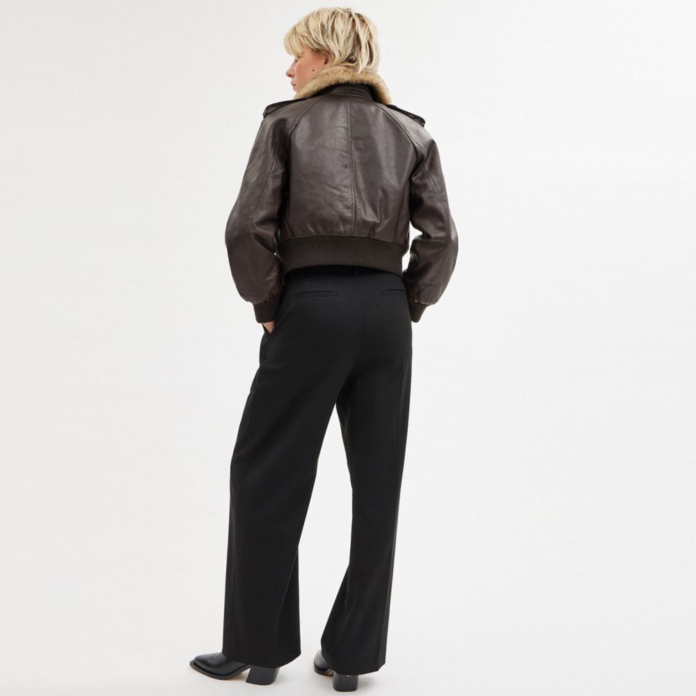 Women Coach Wide Leg Trousers Black | CA_CH78354