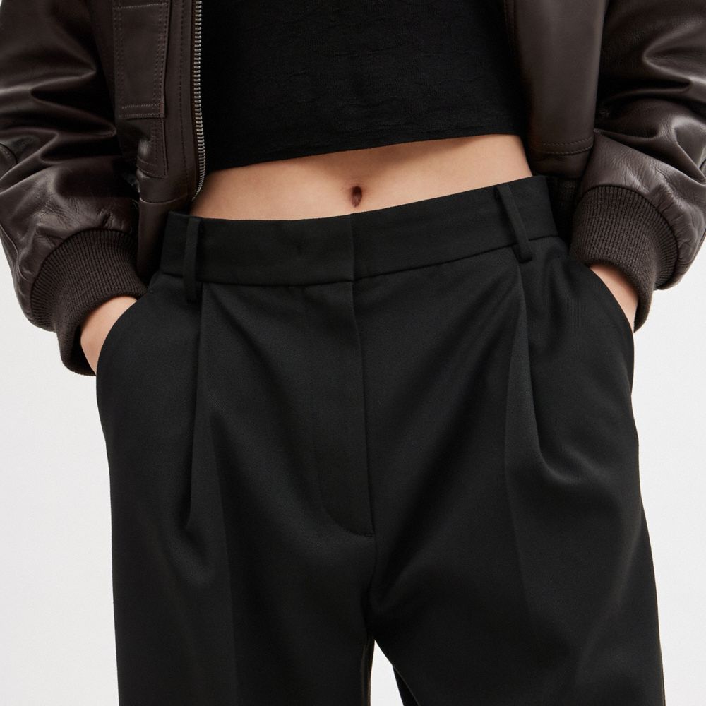 Women Coach Wide Leg Trousers Black | CA_CH78354