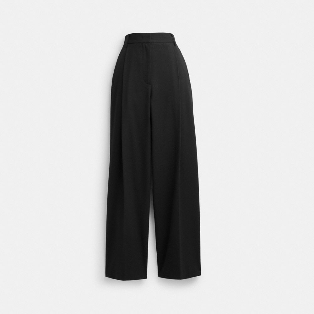 Women Coach Wide Leg Trousers Black | CA_CH78354