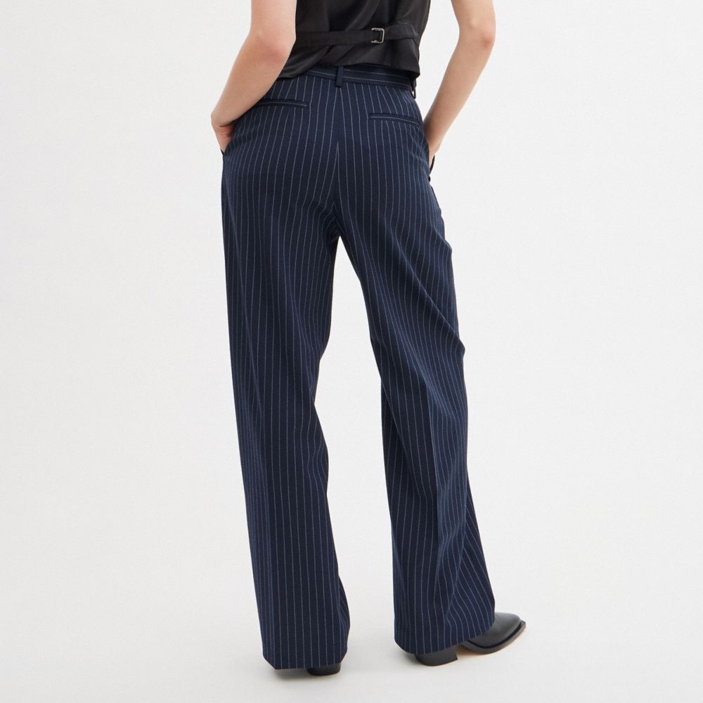 Women Coach Wide Leg Trousers Navy | CA_CH51778