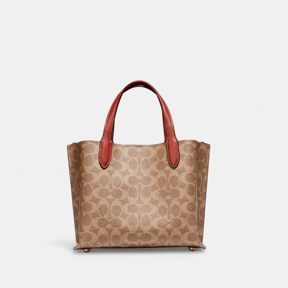 Women Coach Willow 24 In Signature Tote Bag Brown / Red | CA_CH14153