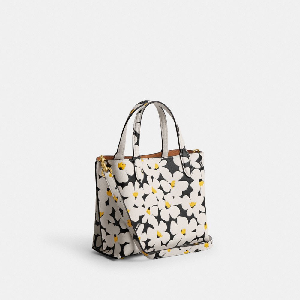 Women Coach Willow 24 With Floral Print Brass Tote Bag Multicolor | CA_CH42161