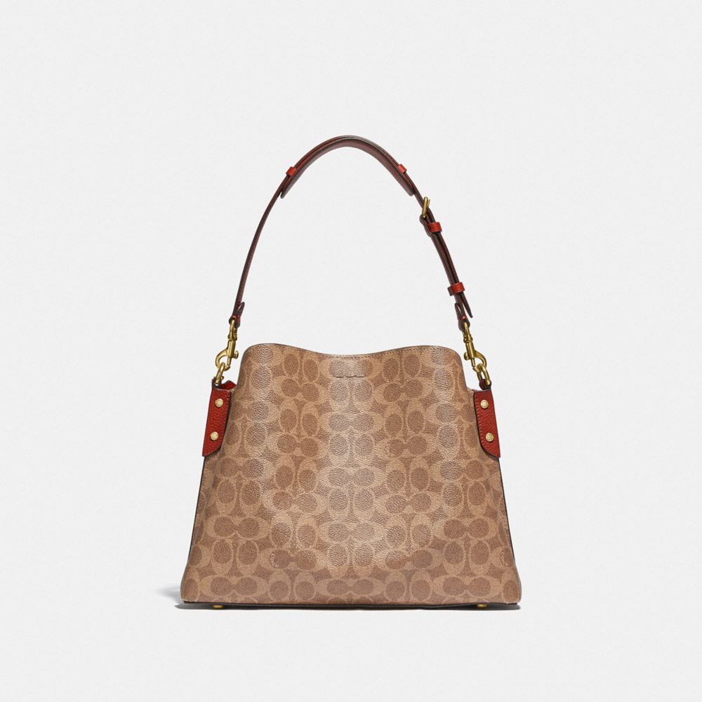 Women Coach Willow In Signature Shoulder Bags Brown / Red | CA_CH85572