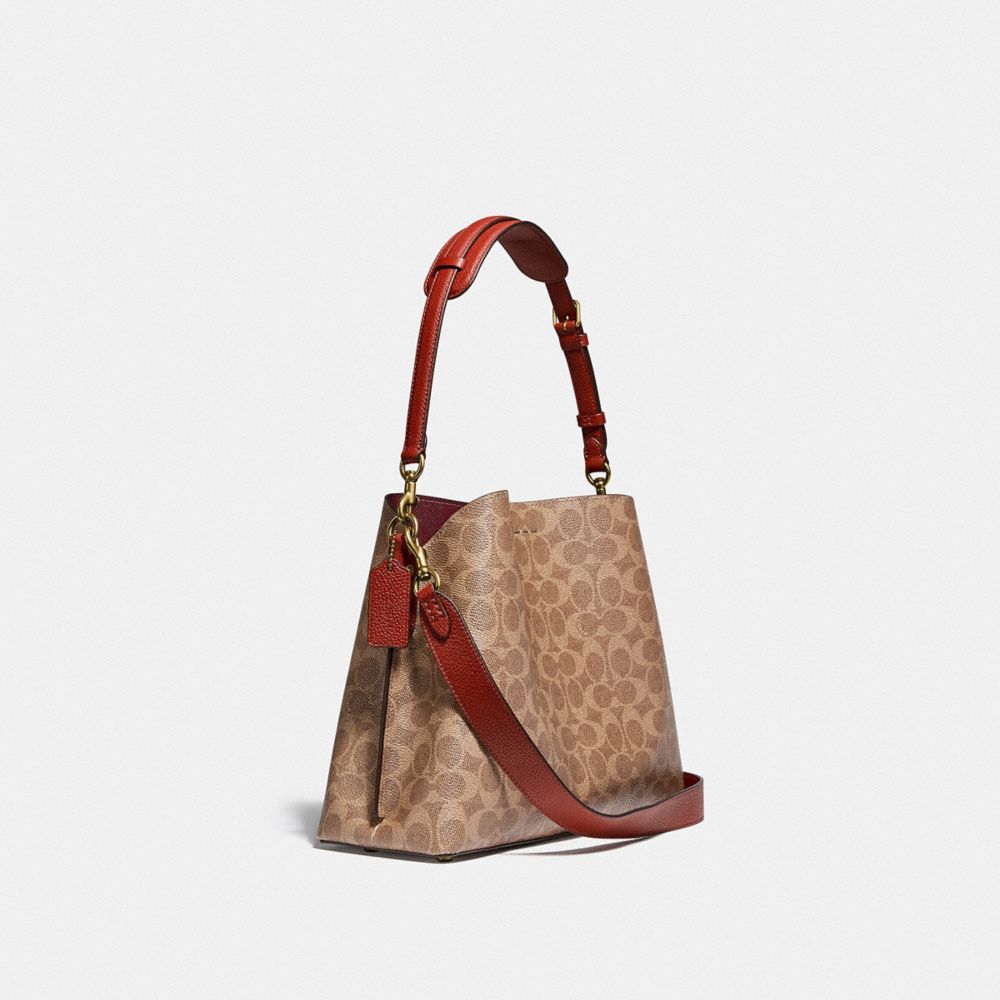 Women Coach Willow In Signature Shoulder Bags Brown / Red | CA_CH85572