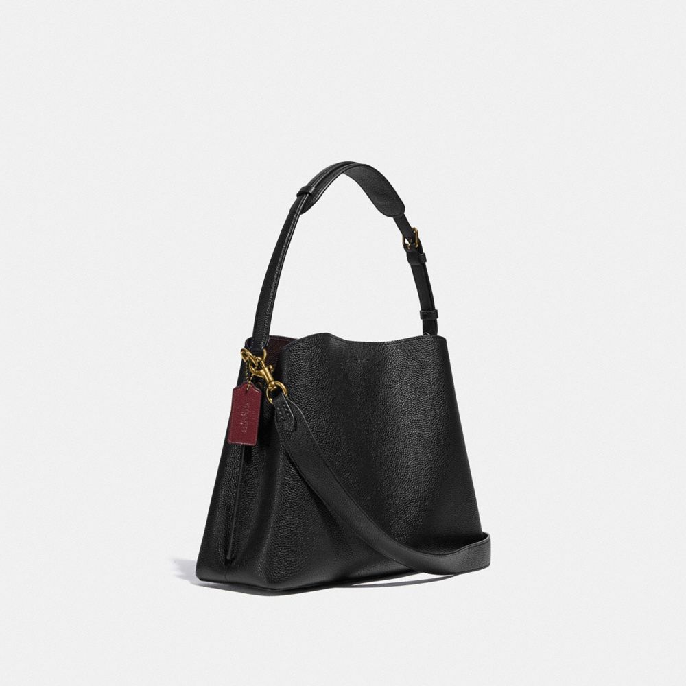 Women Coach Willow Pebble Leather Shoulder Bags Black | CA_CH52600