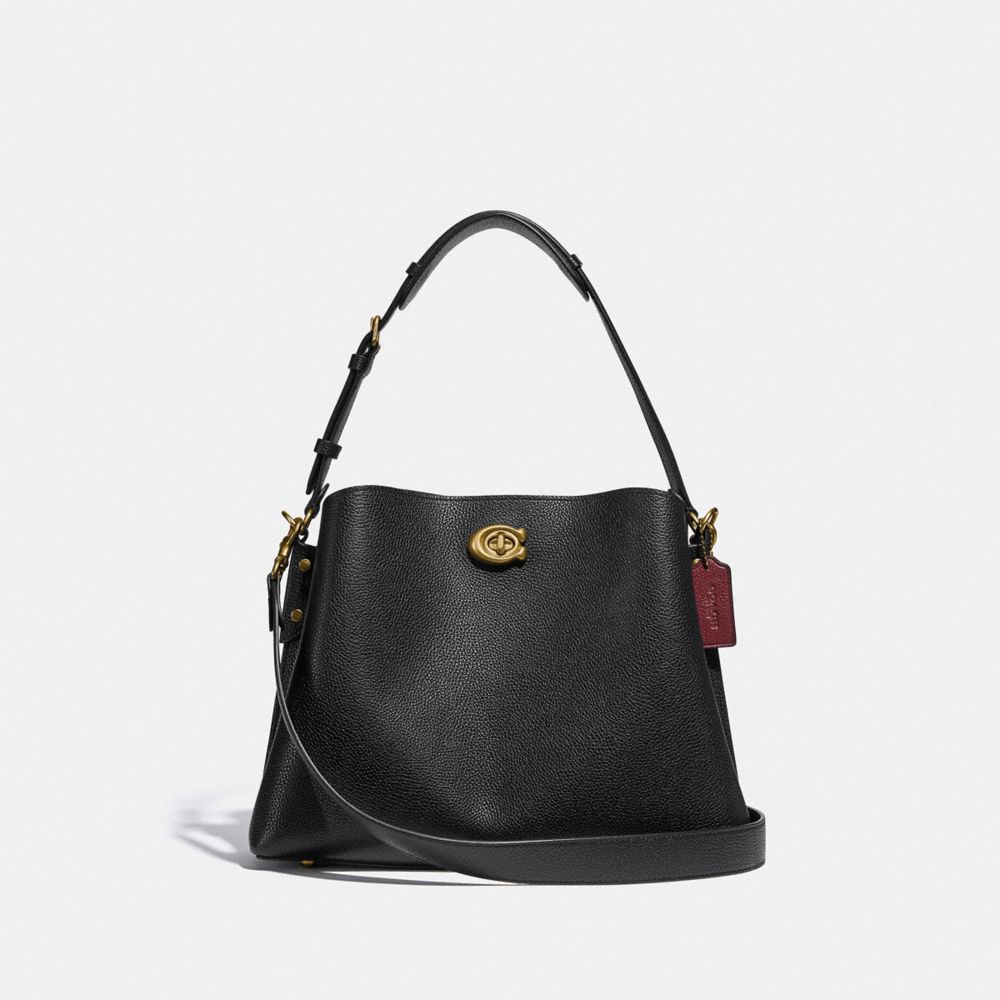 Women Coach Willow Pebble Leather Shoulder Bags Black | CA_CH52600