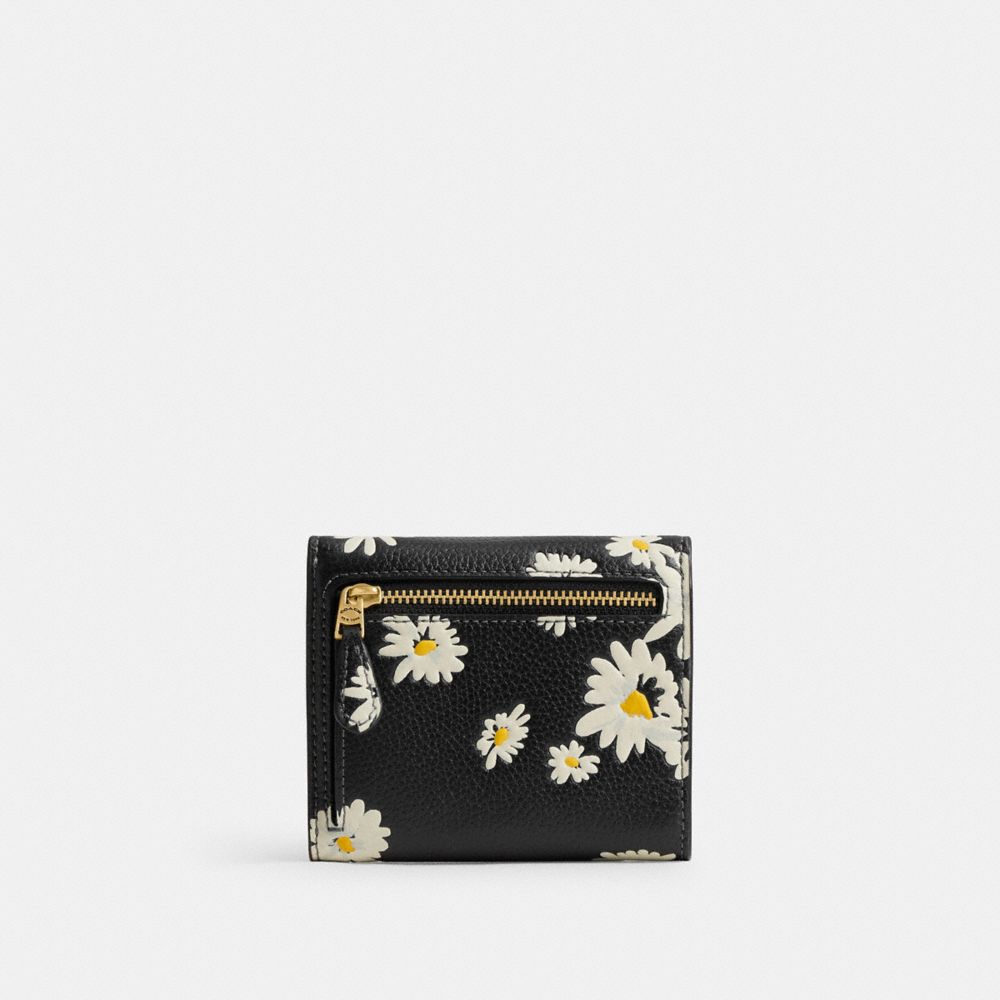 Women Coach Wyn With Floral Print Brass Small Wallets Black Multicolor | CA_CH78666